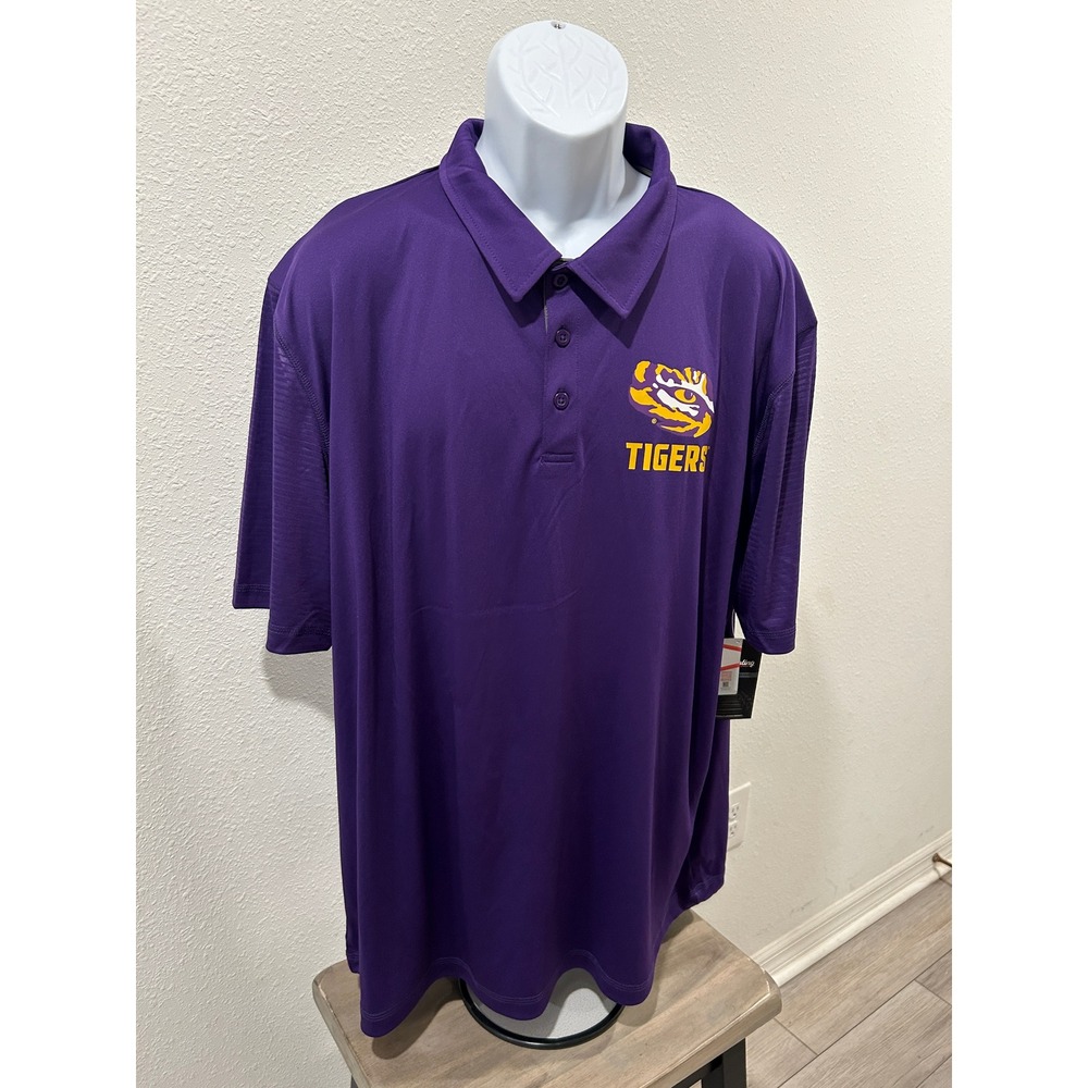Captivating LSU Tigers Mens 2XL Purple Performance Polo Shirt NCAA Collegiate